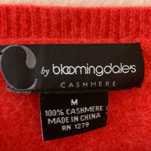 C By Bloomingdales Red/Blue Long Sleeve Cashmere Sweatshirt - Picture 3 of 5